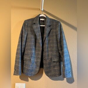Kasper Gray, Black, and Blue Plaid Blazer